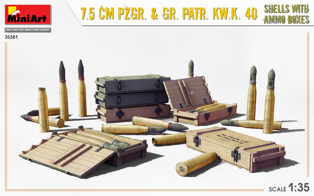 7,5 cm PzGr. & Gr. Patr. KW.K. 40 - Kisten mit Munition - MiniArt 35381