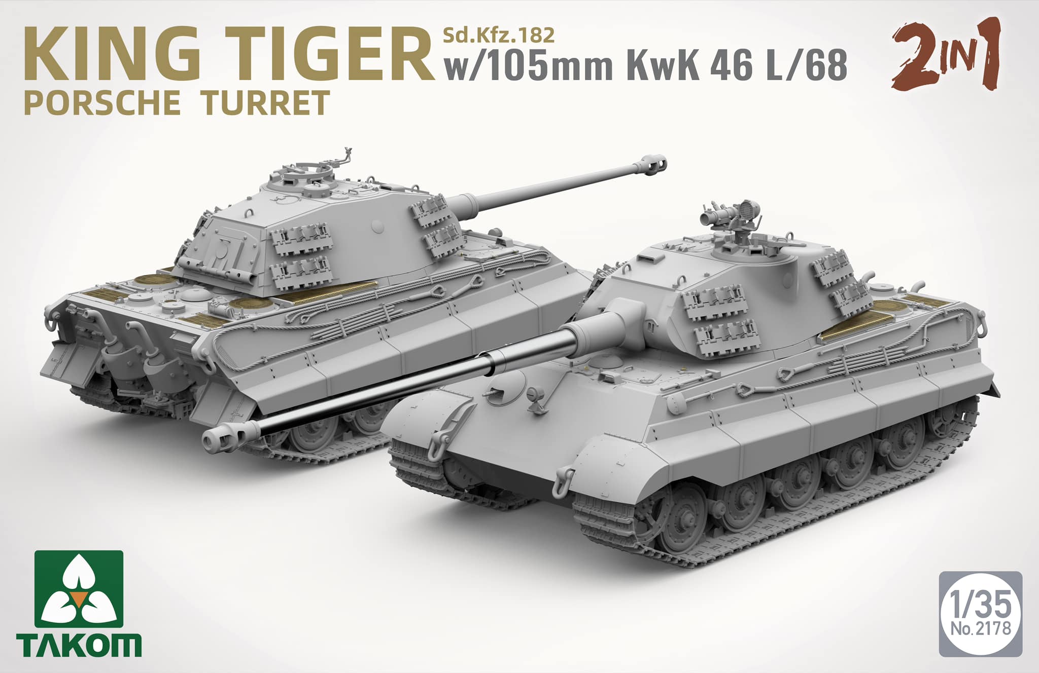 King Tiger w/105mm KwK 46L/68 - Porsche Turret - Sd.Kfz.182 - 2 in 1