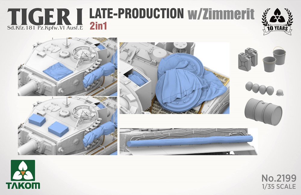 Tiger I Late-Production w/Zimmerit - Sd.Kfz.181 Pz.Kpfw.VI Ausf.E (Late/Late Command) 2 in 1