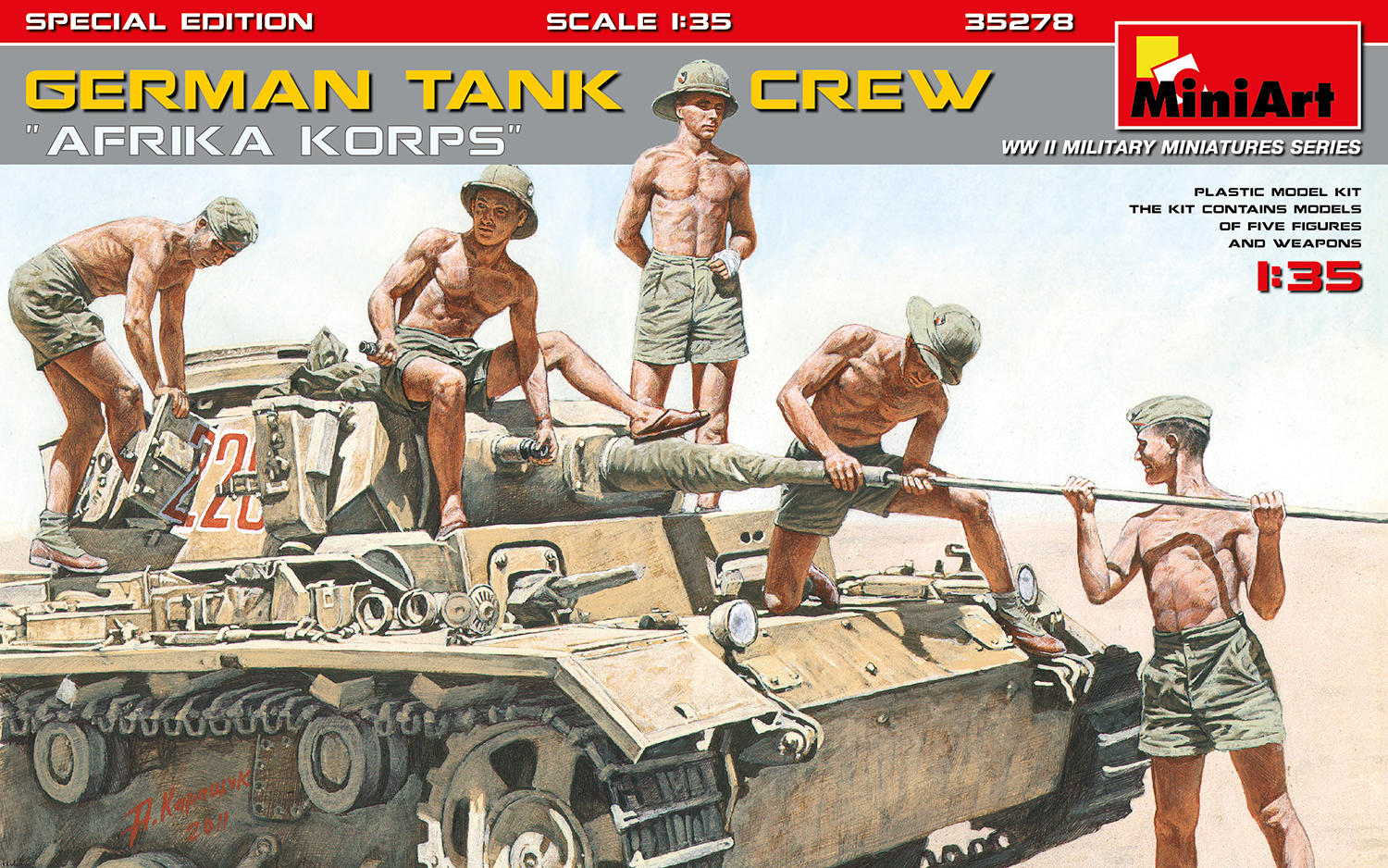 Pz.Kpfw.IV Ausf.D Deutsche Afrika Korps + 5 Figures German Tank Crew