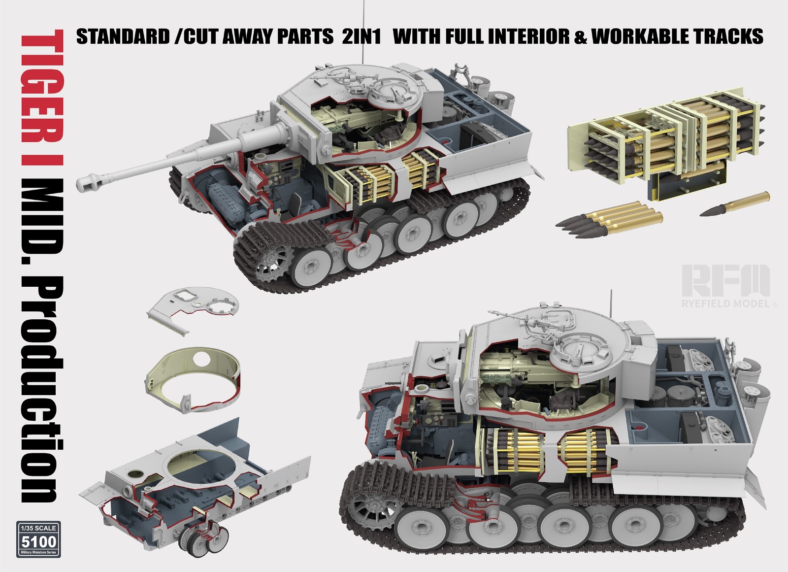 Tiger I Mid Production - 2 in 1 - Standard/Cut Away Part & Full Interior