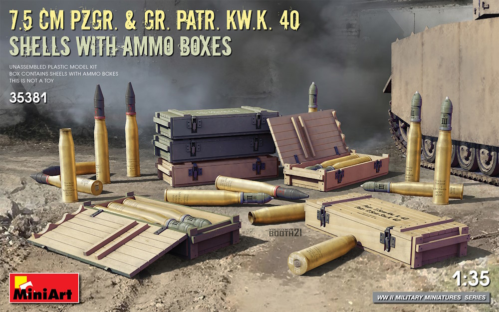 7,5 cm PzGr. & Gr. Patr. KW.K. 40 - Kisten mit Munition - MiniArt 35381