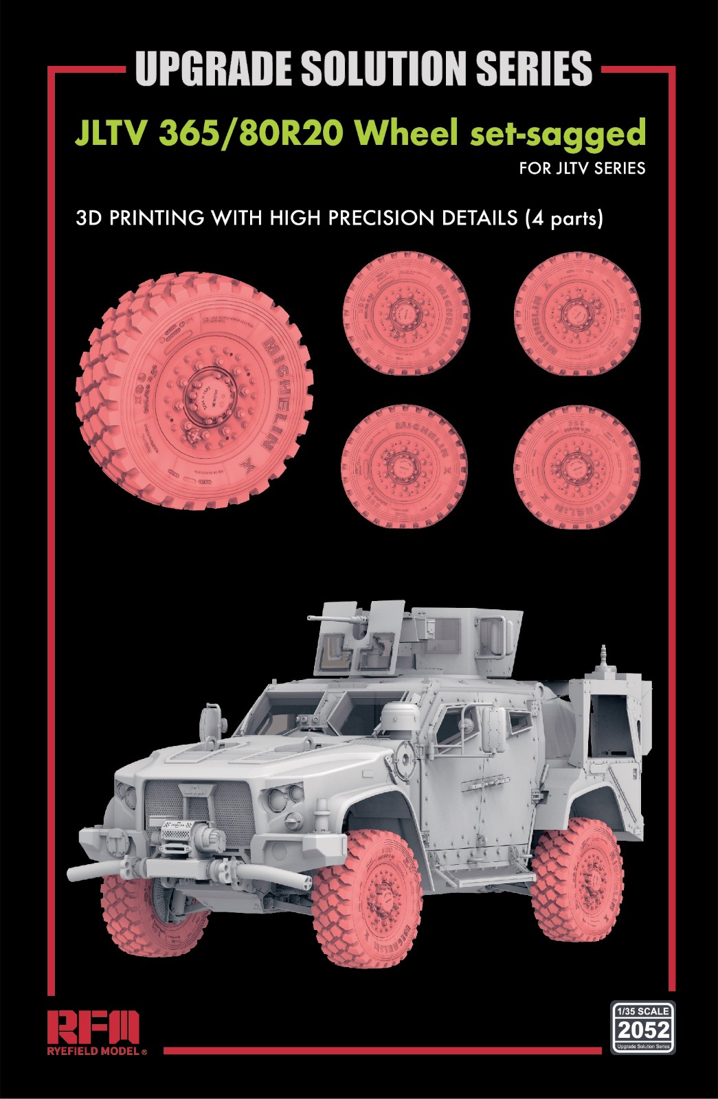 3D PRINTING Wheel Set-sagged For JLTV - RM-2052 3D PRINTING Wheel Set-sagged For JLTV - RM-2052