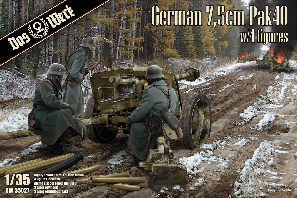 German 7,5cm Pak40 with 4 Figures