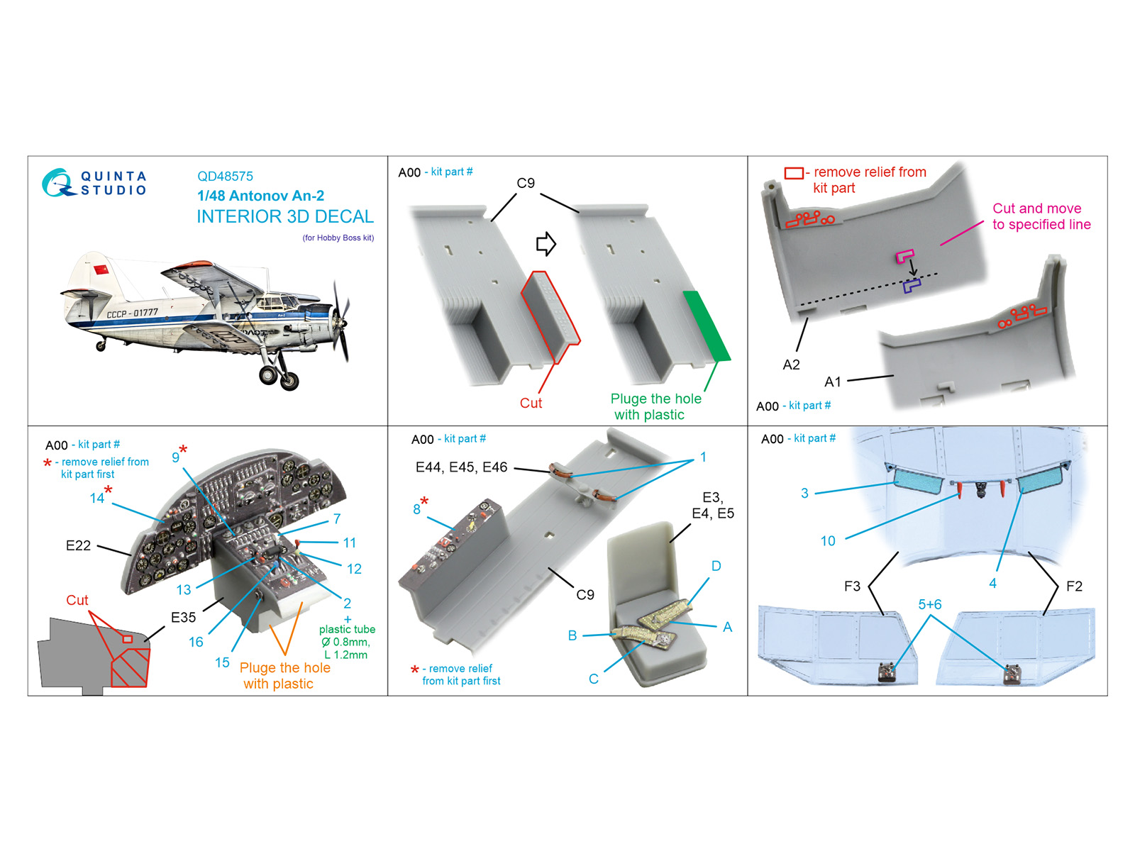 Antonov An-2 Colt 3D-Printed & coloured Interior on decal paper (HobbyBoss)