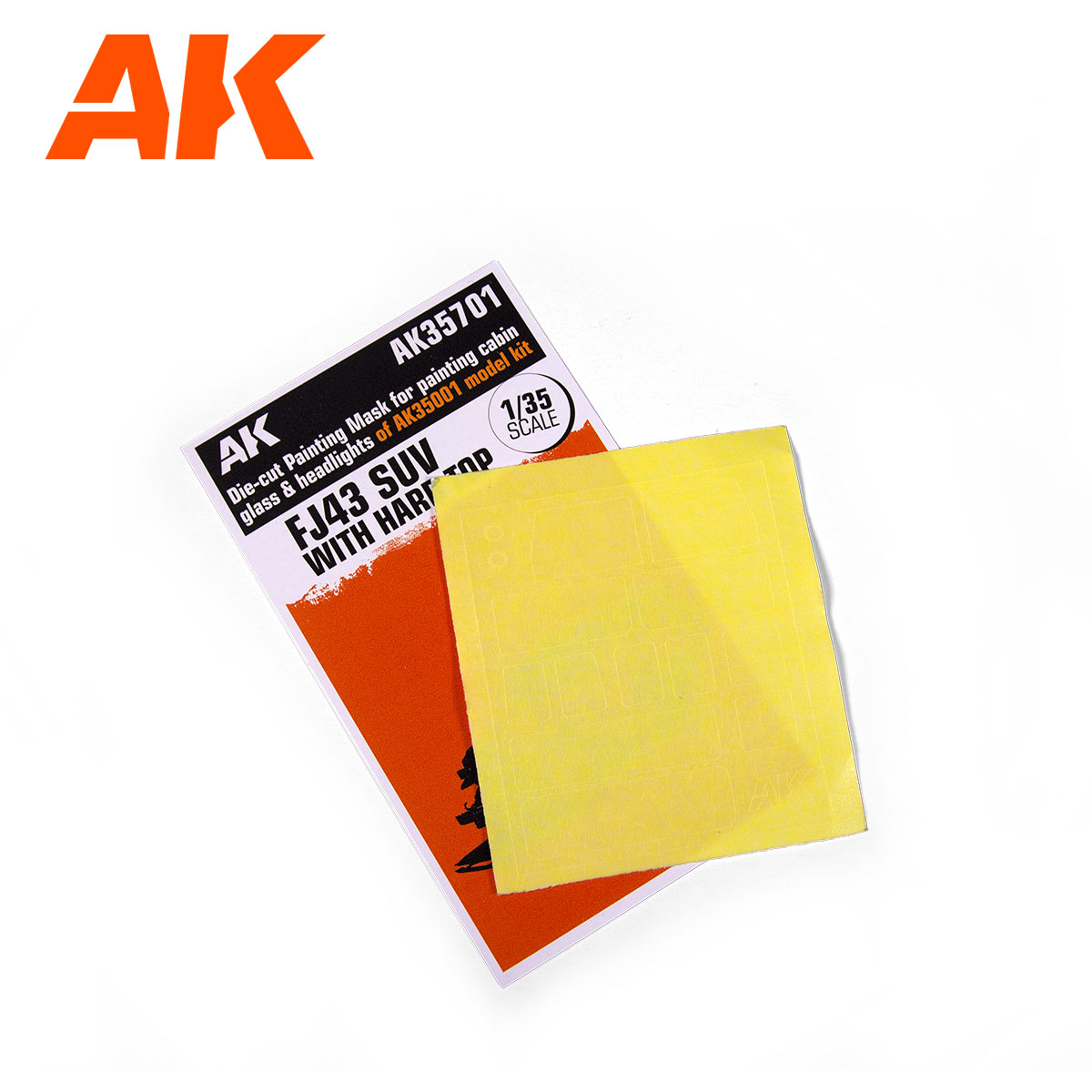 Die-Cut painting mask for painting cabinglass & headlights of AK35001 Model Kit