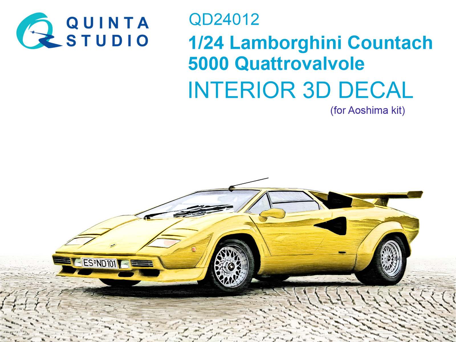 Lamborghini Countach 5000 QV 3D-Printed & coloured Interior on decal paper (Aoshima)