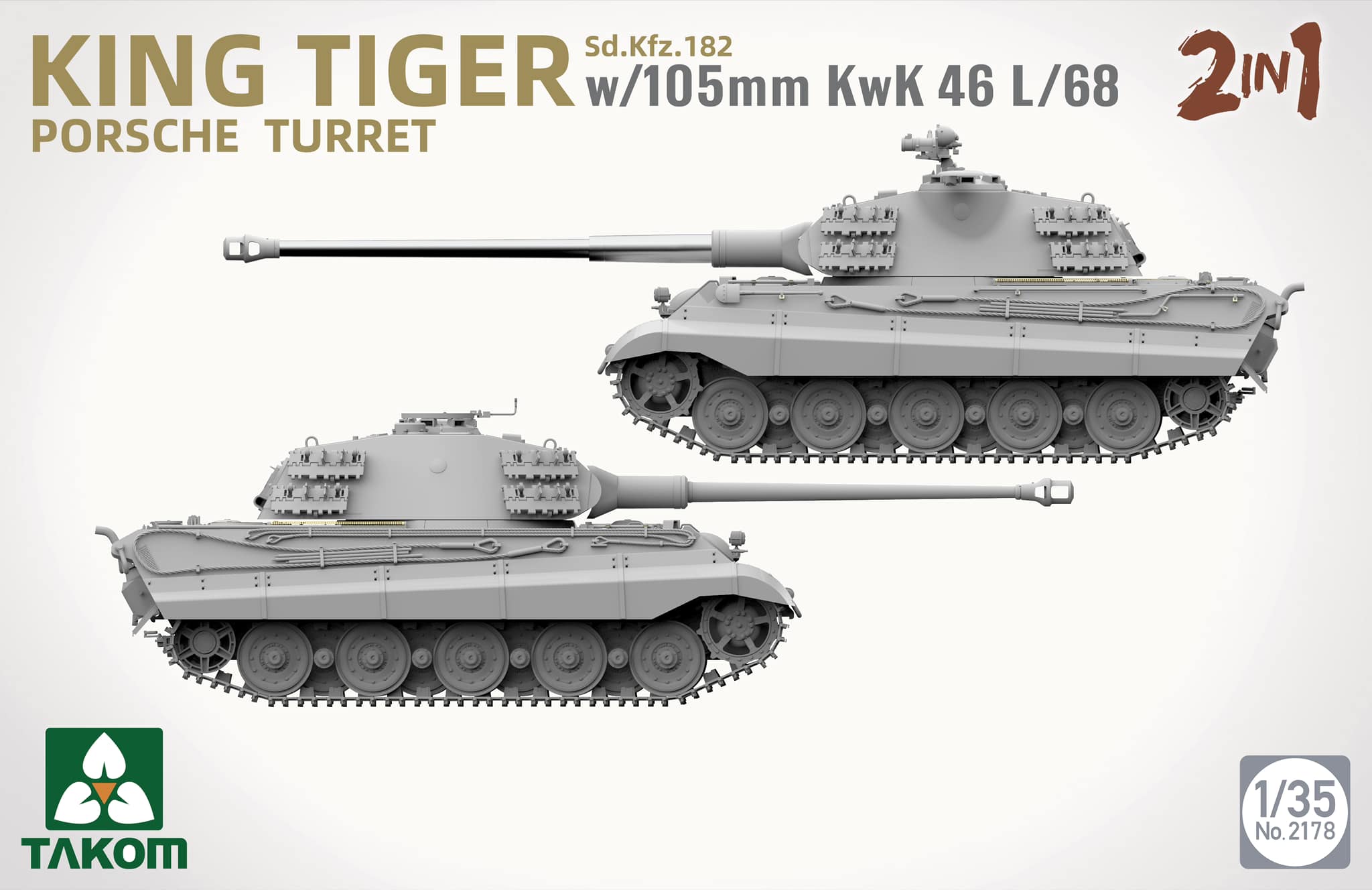 King Tiger w/105mm KwK 46L/68 - Porsche Turret - Sd.Kfz.182 - 2 in 1