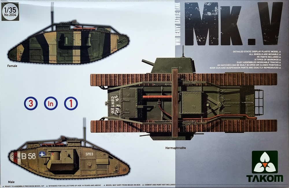 WWI Heavy Battle Tank Mk V [3 in 1] Male, Hermaphrodite, Female